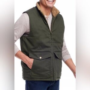 Weatherproof Green Cotton Quilted Workwear Outdoor Camping Hunting Canvas Vest